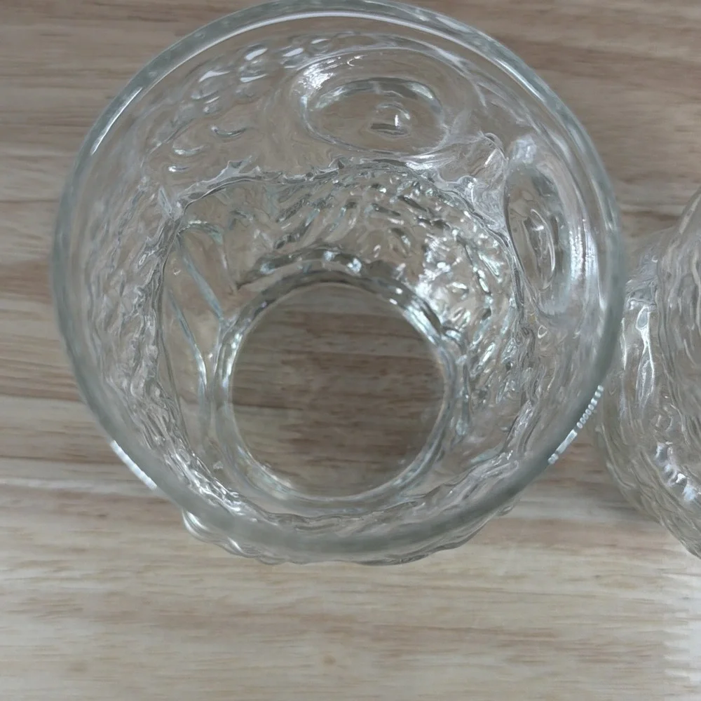 Vintage Owl Shaped Glasses set of 2 by Libbey Clear Glass MCM Bird Birds
